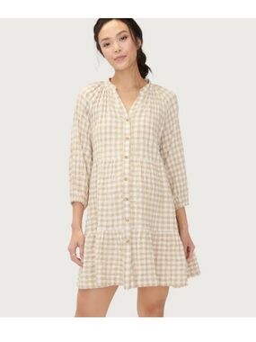 Hatch Aurora Gingham Cotton Flowy Maternity Dress Size 3 Large